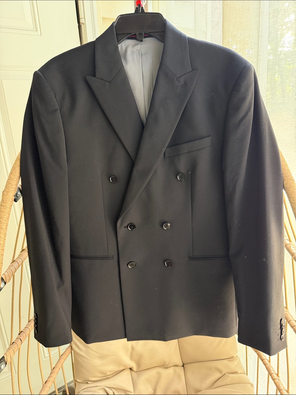 Express Men's Double-Breasted Black Blazer